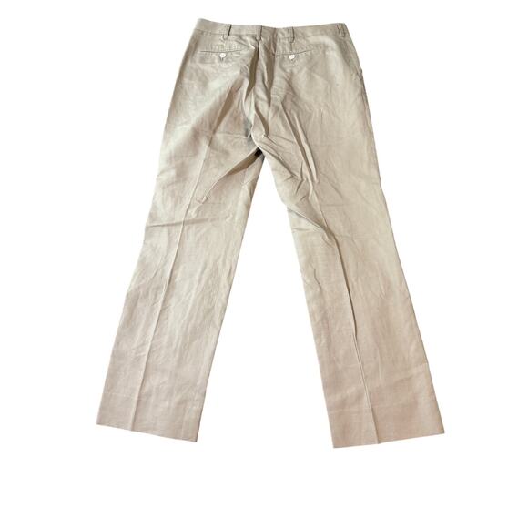 Bonobos Size 33 Linen Cotton Men‎ Pants Tan Khaki 31” Inseam Belt Formal Preppy - Picture 2 of 12